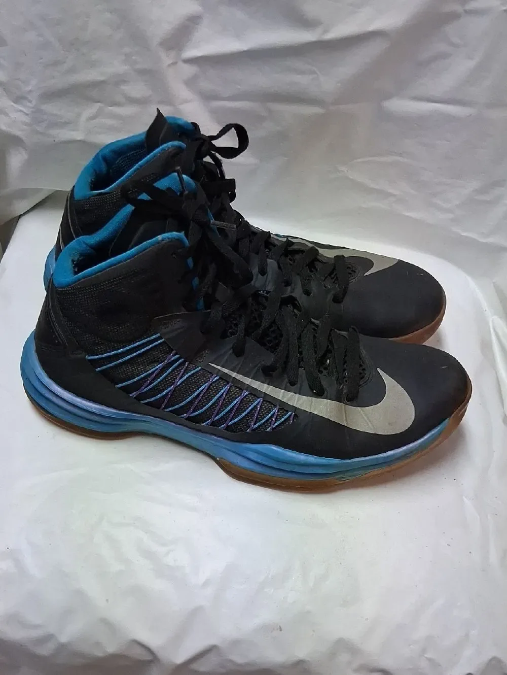 Nike Men's Lunar Hiperdunk Black and Blue High-Top Sneakers Sz 11 Preowned